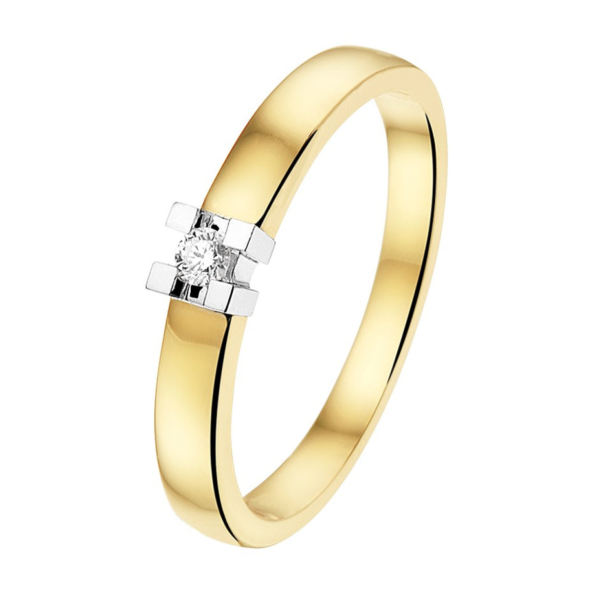 Diamanten ring 0.05 crt bicolor