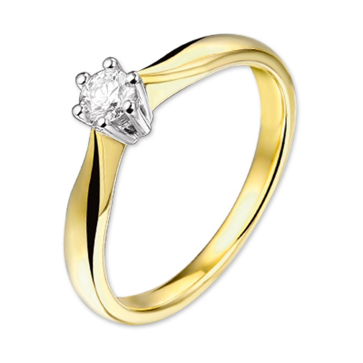 Diamanten ring 0.2 crt in het bicolor