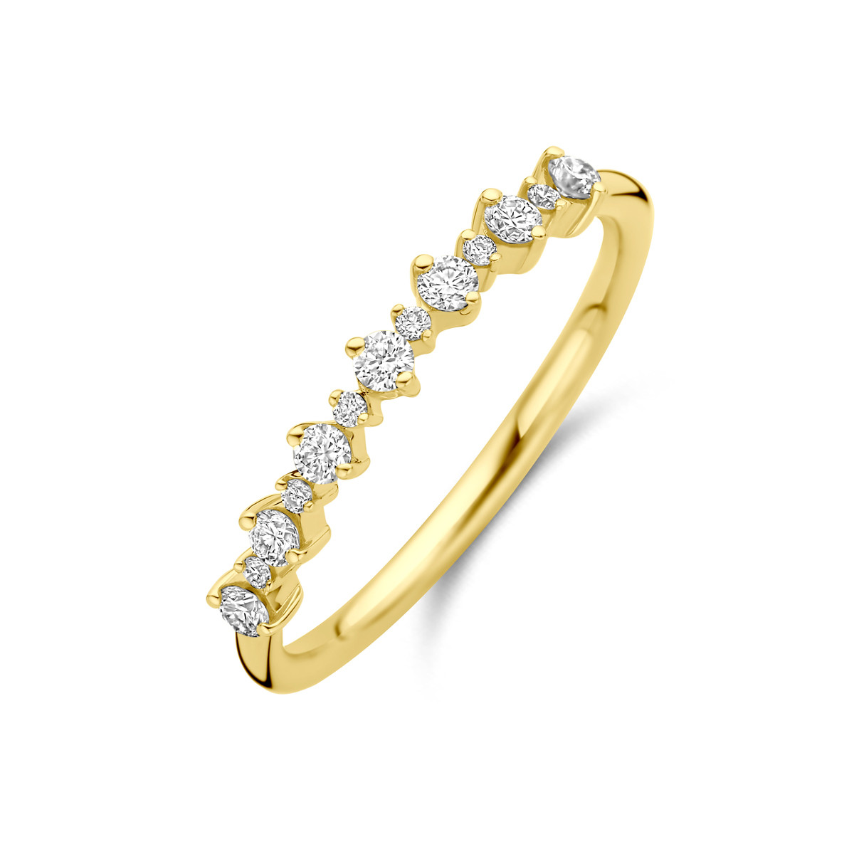 14-karaat gouden ring met lab grown diamanten 0.23 crt 2.5 mm breed