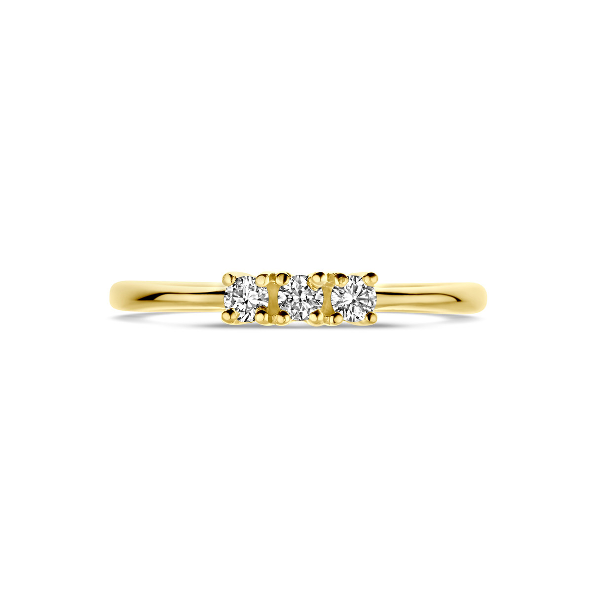 18-karaat gouden ring met diamanten 0.12 crt briljant geslepen 2.5 mm breed