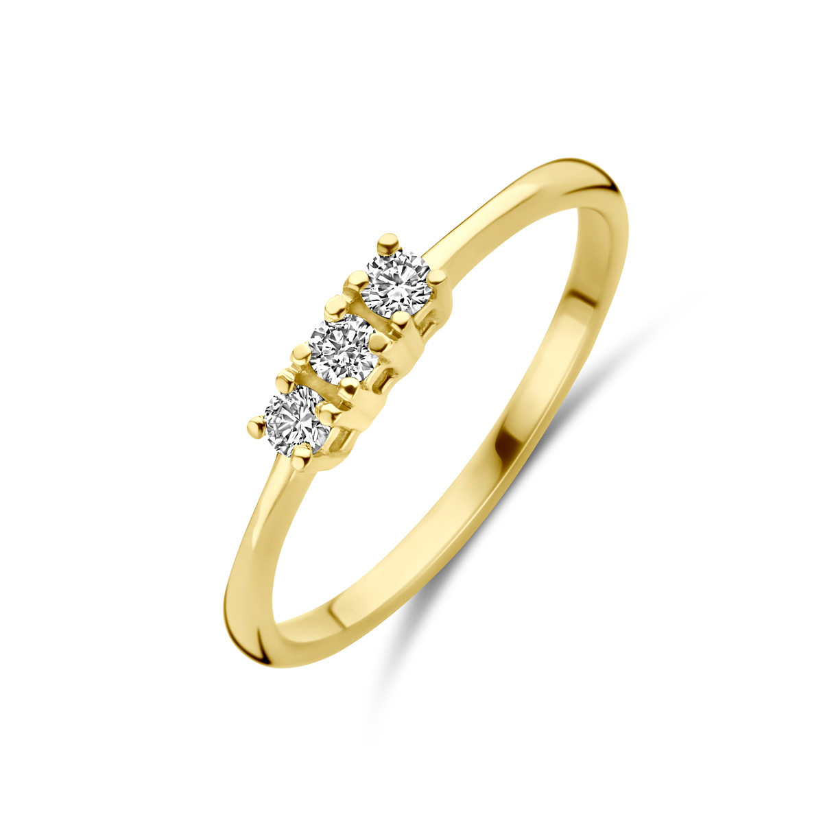18-karaat gouden ring met diamanten 0.12 crt briljant geslepen 2.5 mm breed
