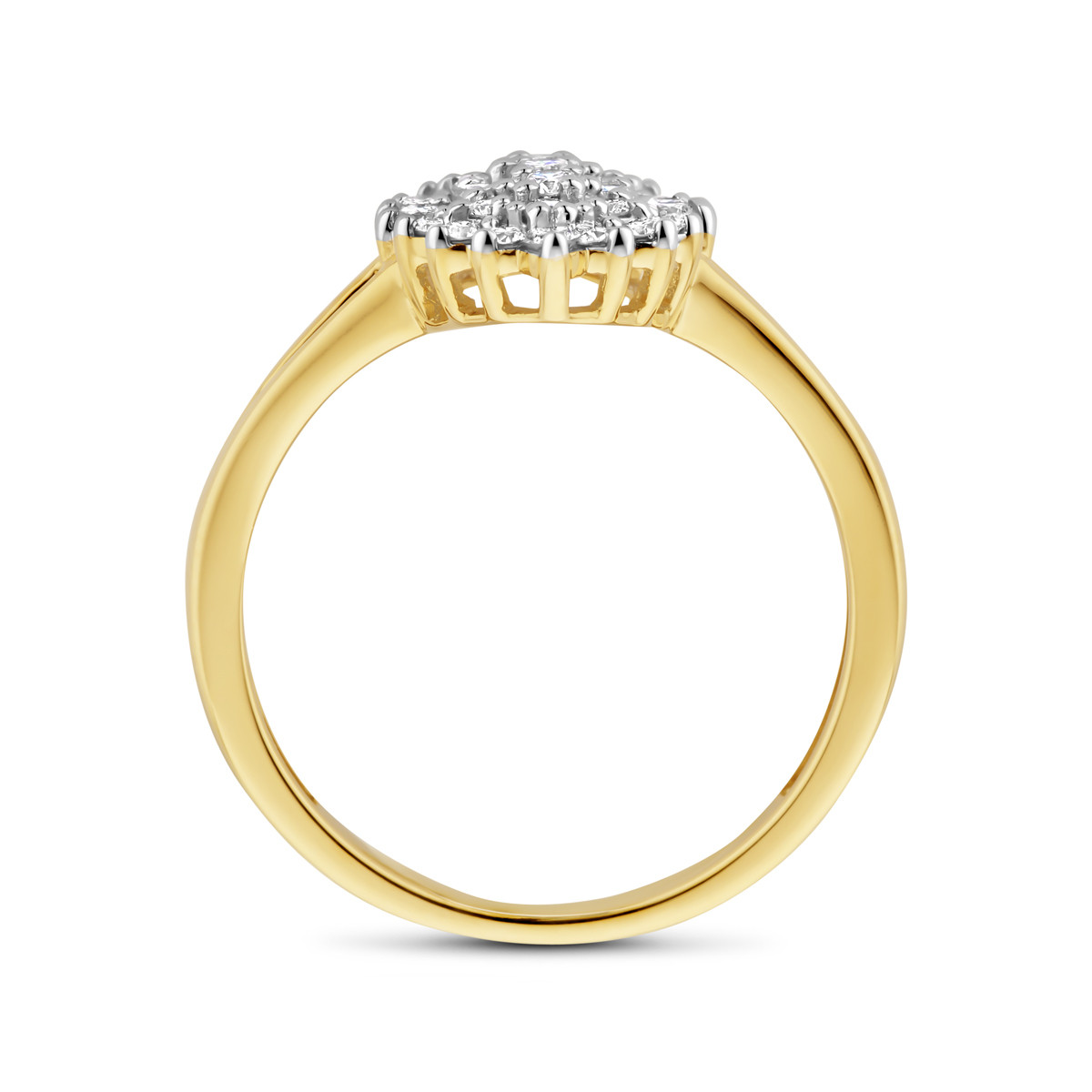 14-karaat glanzende gouden ring met pavé lab grown diamant 0.48 crt 14 mm breed