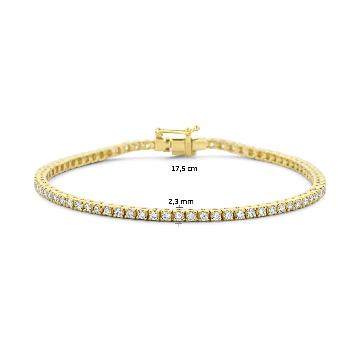 Diamanten tennisarmband 14 -karaat goud 2.3 mm breed - Lengte 17.5 cm