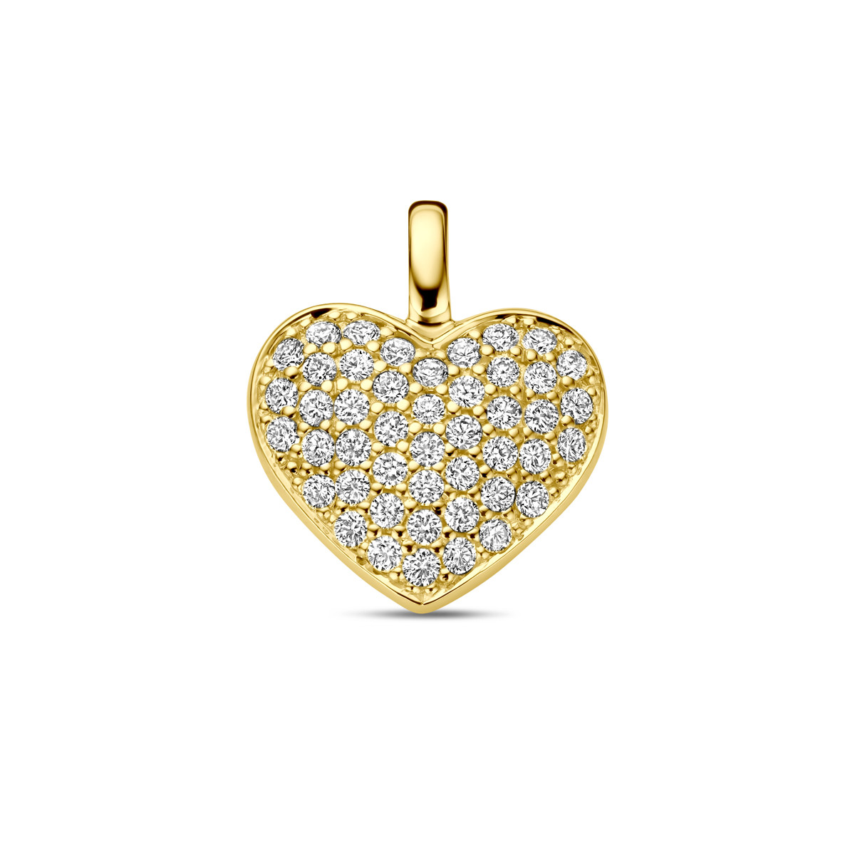 Dichte hartjes hanger met diamanten 14-karaat goud - 10.5 mm x 9 mm