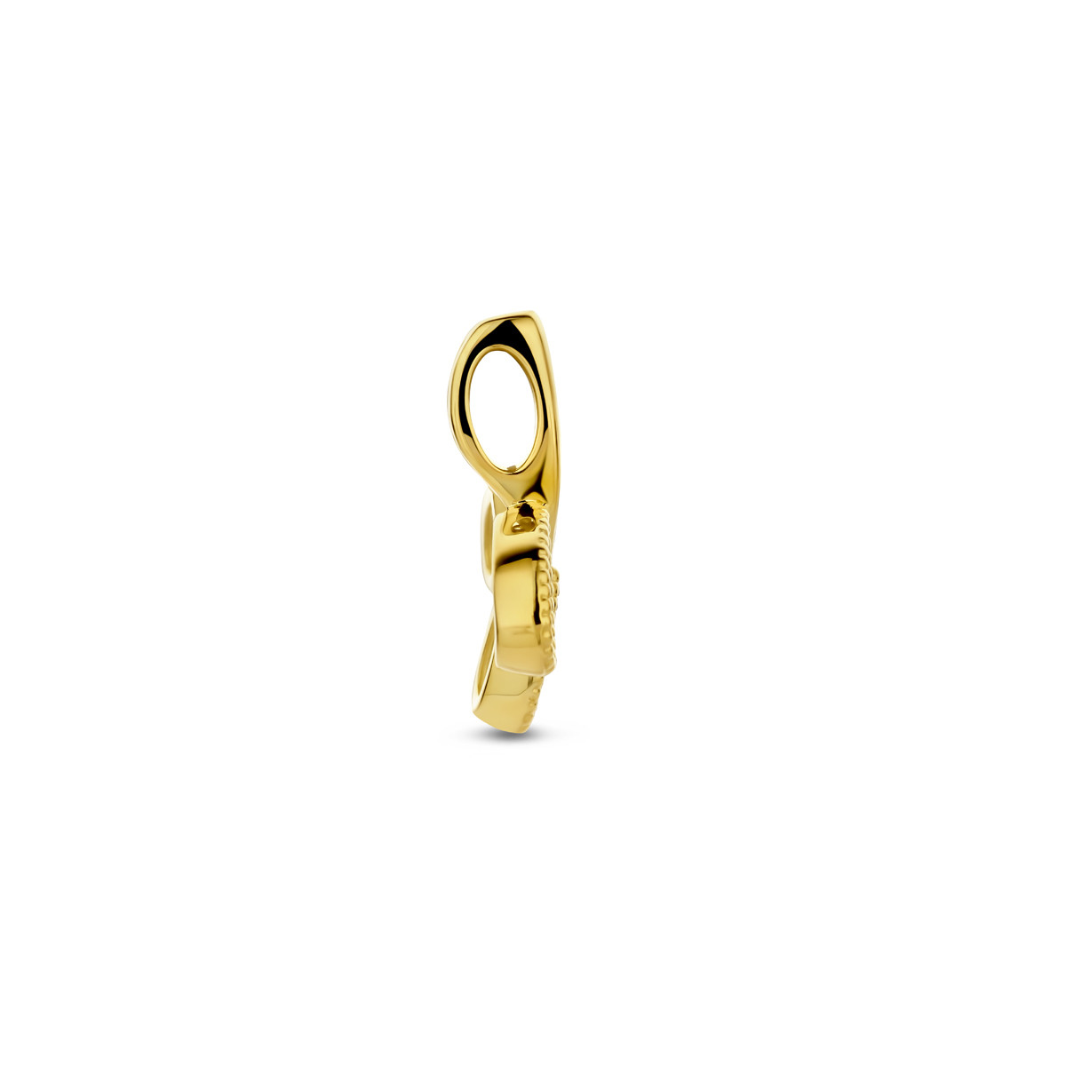 Druppel 14-karaat gouden hanger met diamanten 0.09 crt 10.5 mm breed - Hoogte 14.5 mm