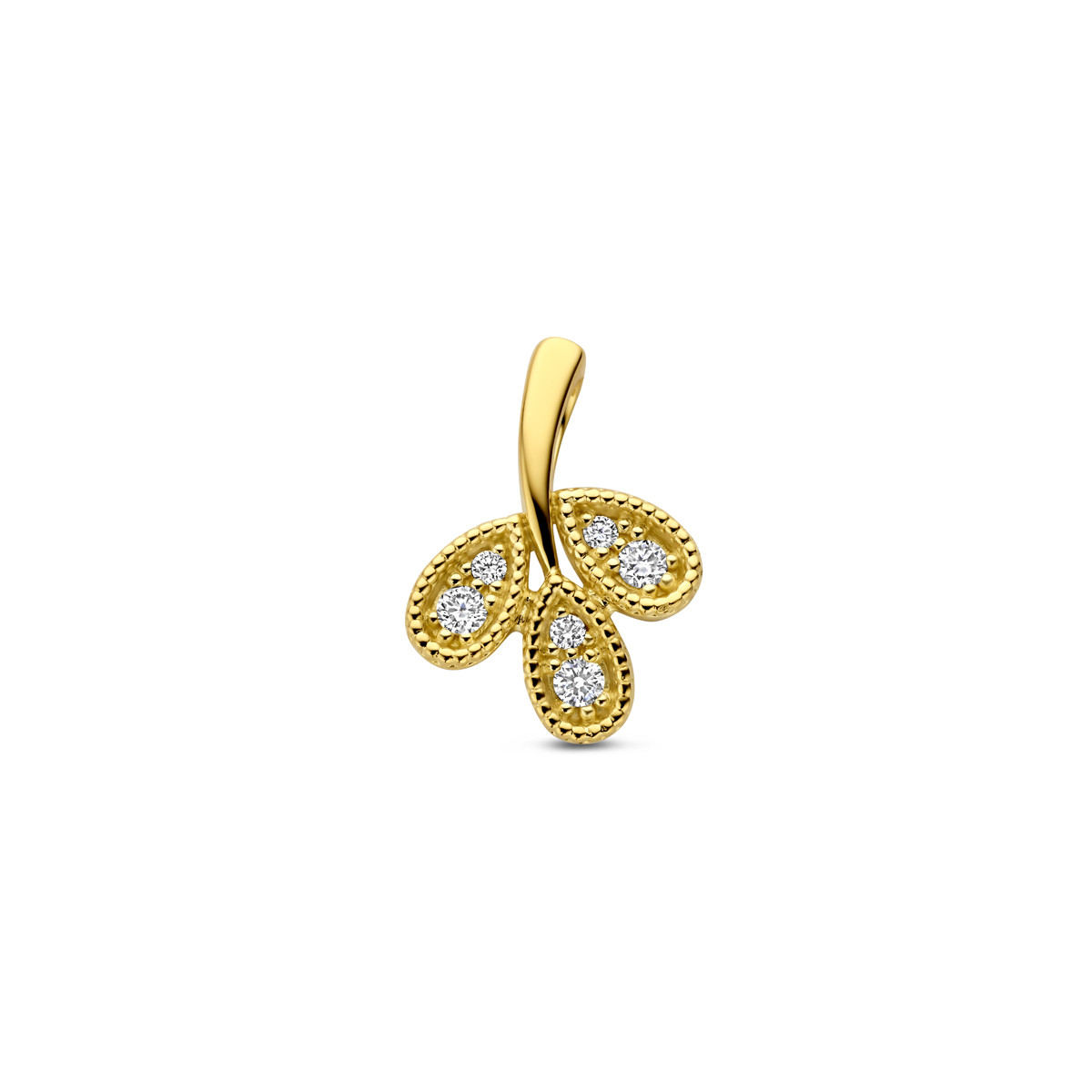Druppel 14-karaat gouden hanger met diamanten 0.09 crt 10.5 mm breed - Hoogte 14.5 mm