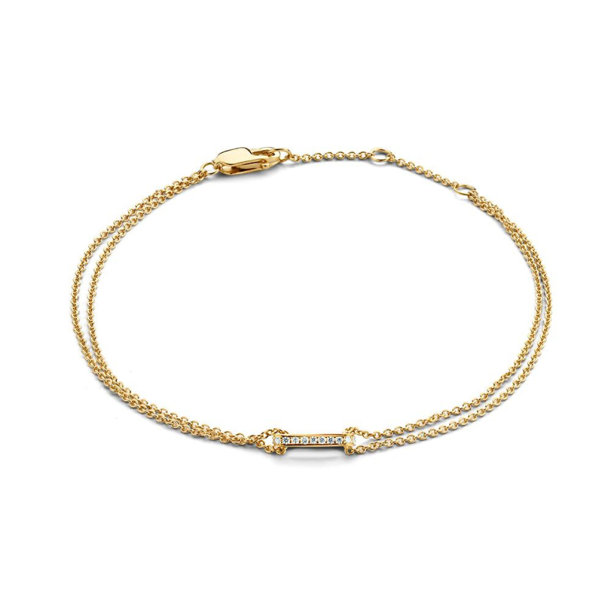 Dubbele gouden armband met diamantrij
