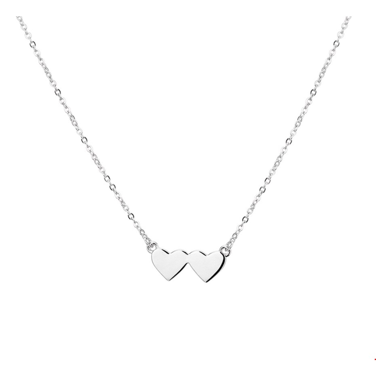 Dubbele hartjes ketting zilveren ankerschakel 1.3 mm