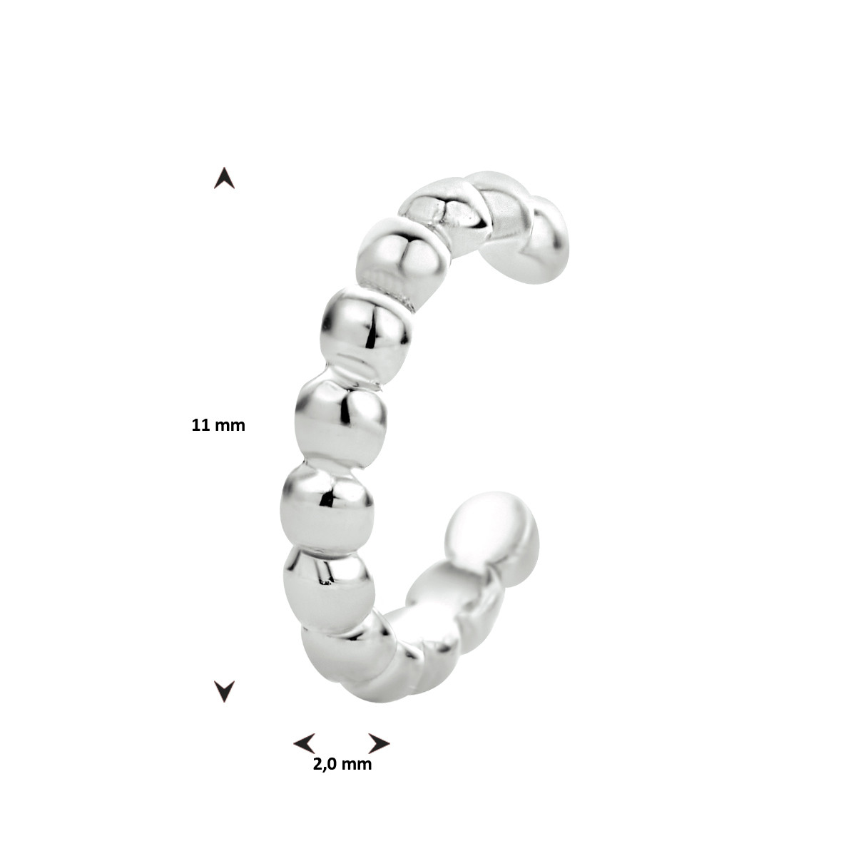 Earcuff zilver met bolletjes