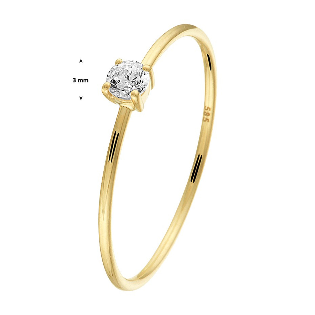 Echt 14-karaat gouden ring met zirkonia