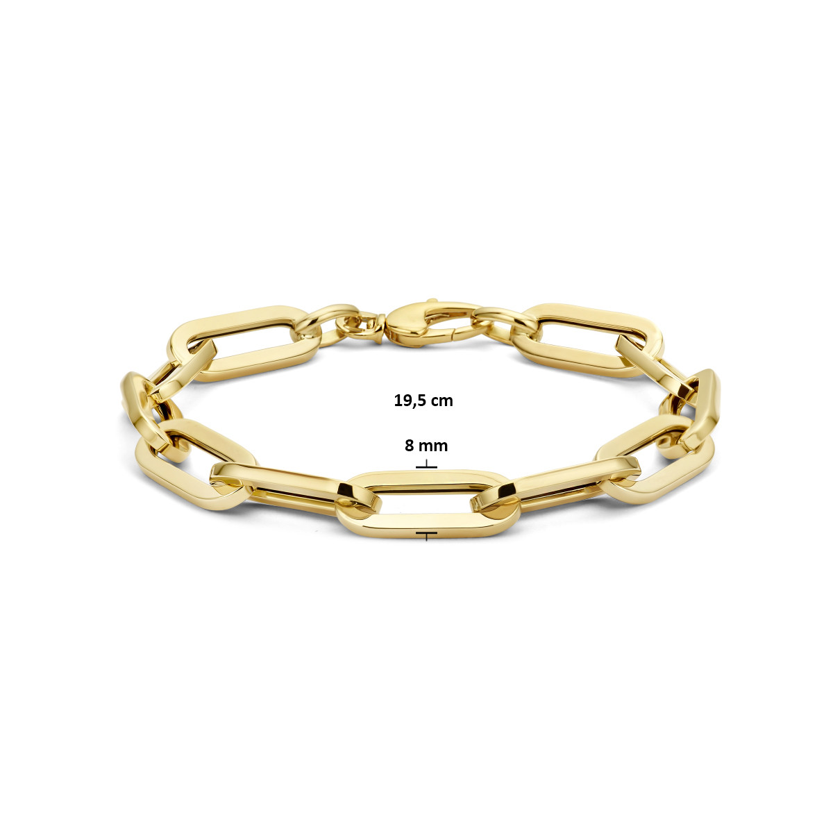Echt gouden paperclip armband 8 mm - Lengte 19.5 cm