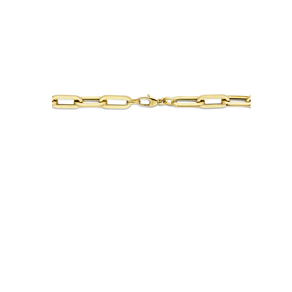 Echt gouden paperclip ketting vierkante buis 8 mm - Lengte 45 cm