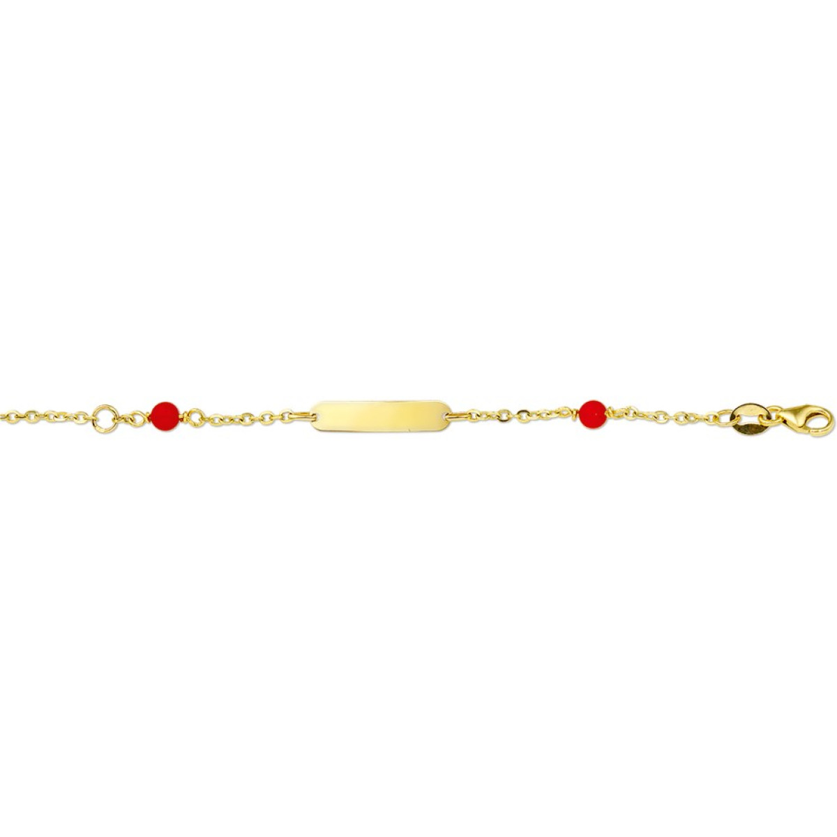 Edelsteen armband met graveerplaat en bloedkoraal