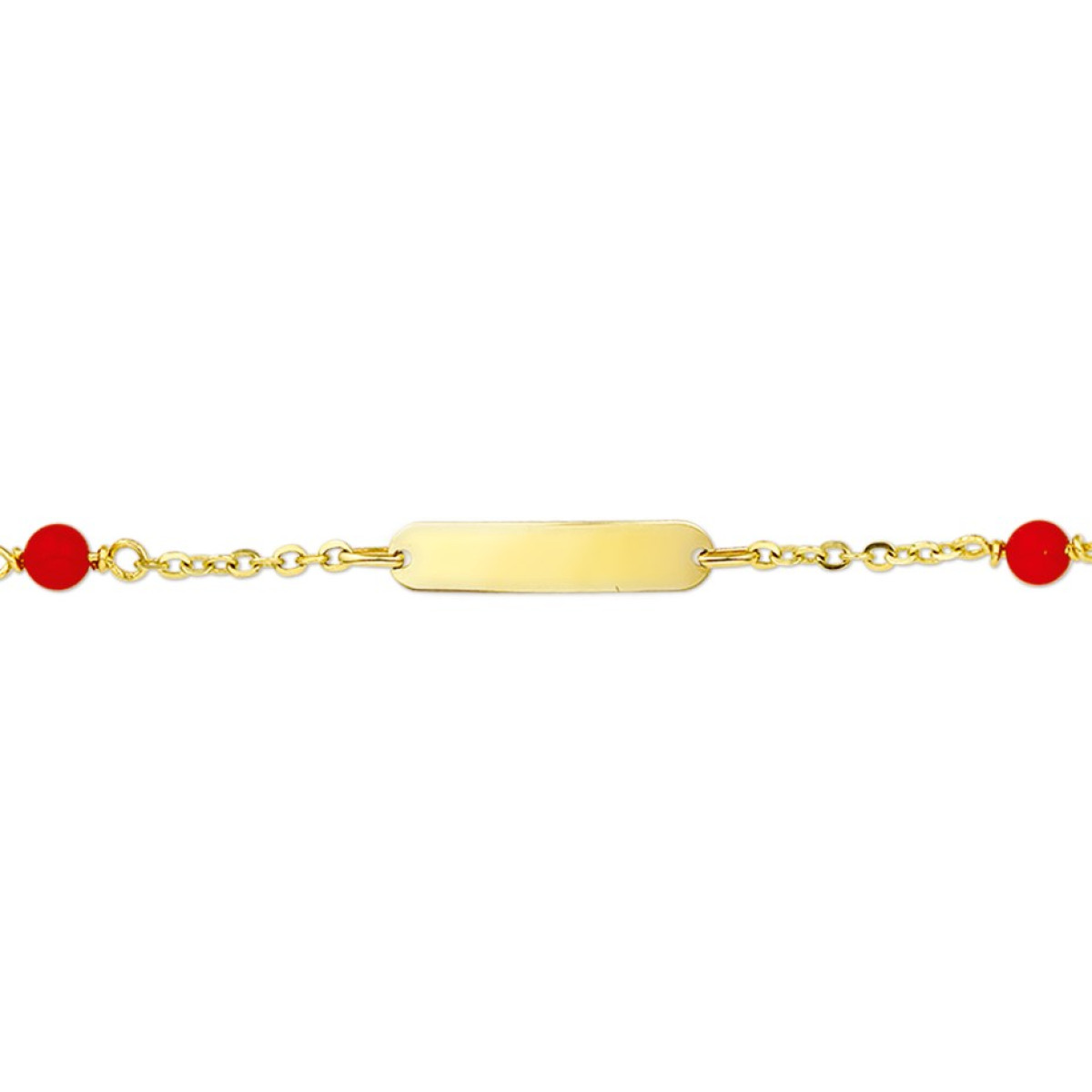 Edelsteen armband met graveerplaat en bloedkoraal