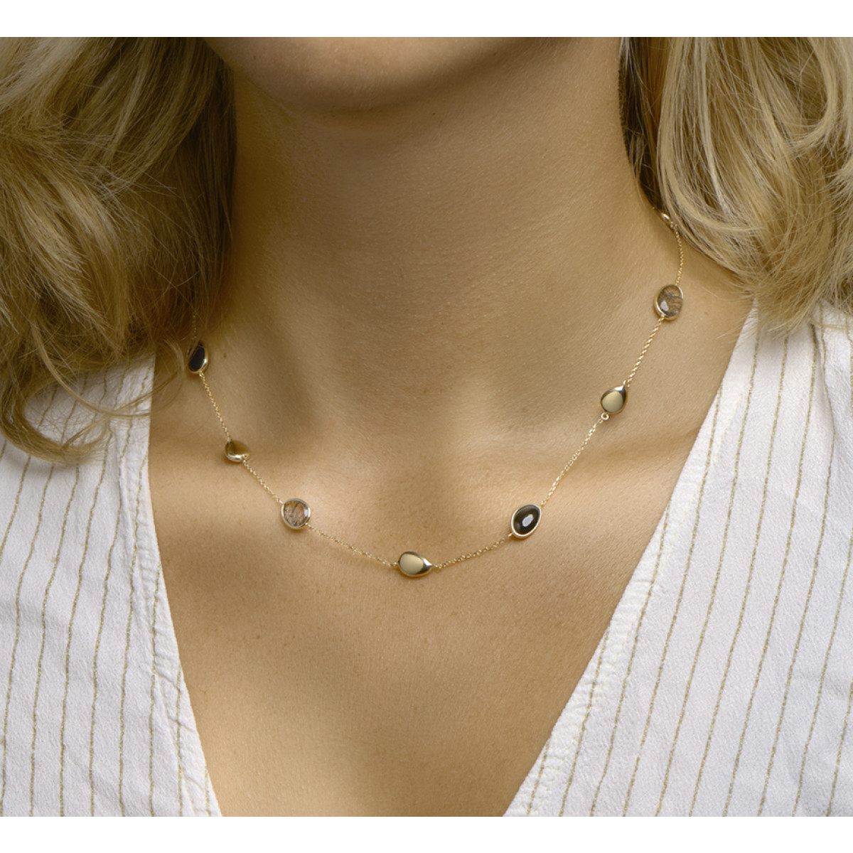 Edelsteen ketting onyx en rutiel