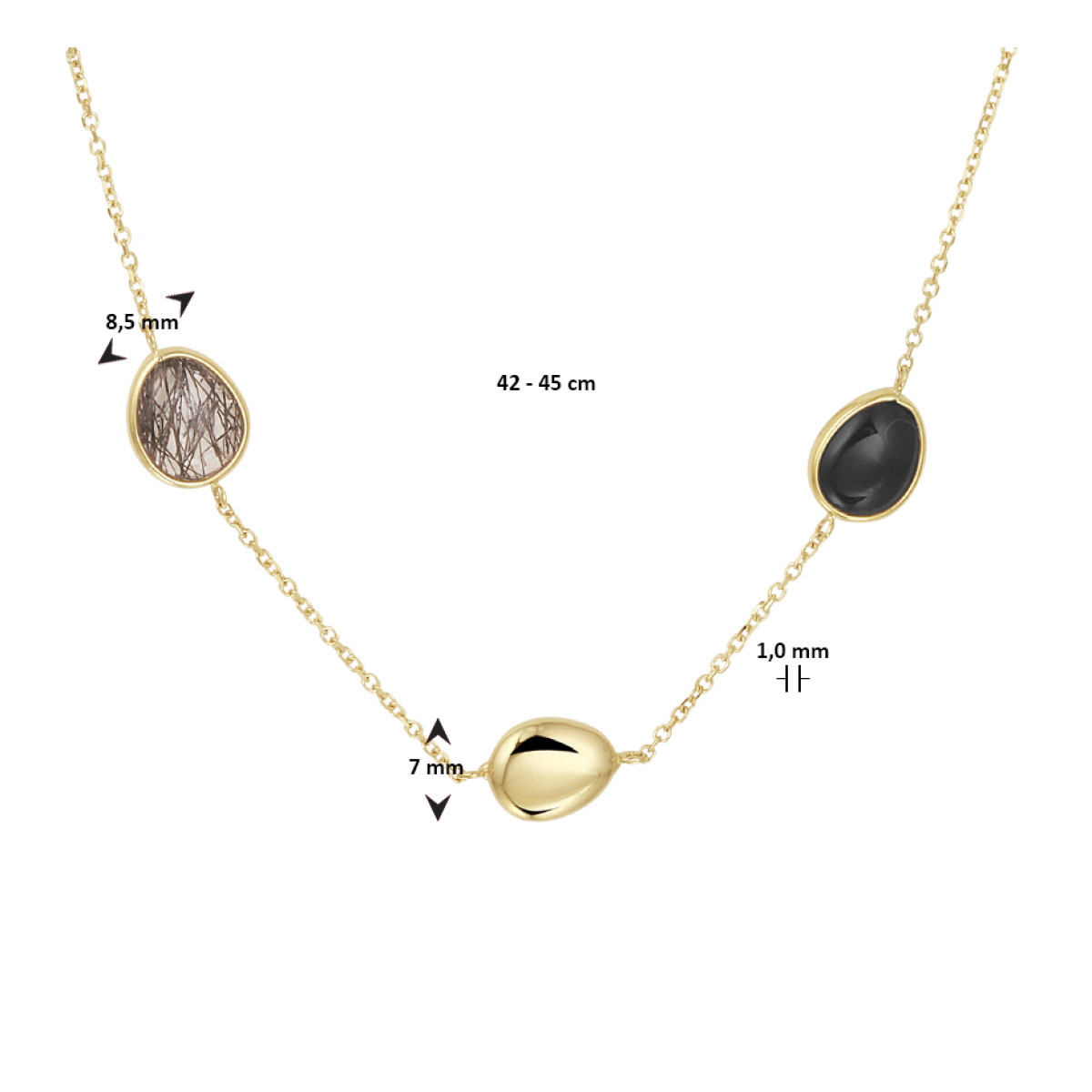 Edelsteen ketting onyx en rutiel