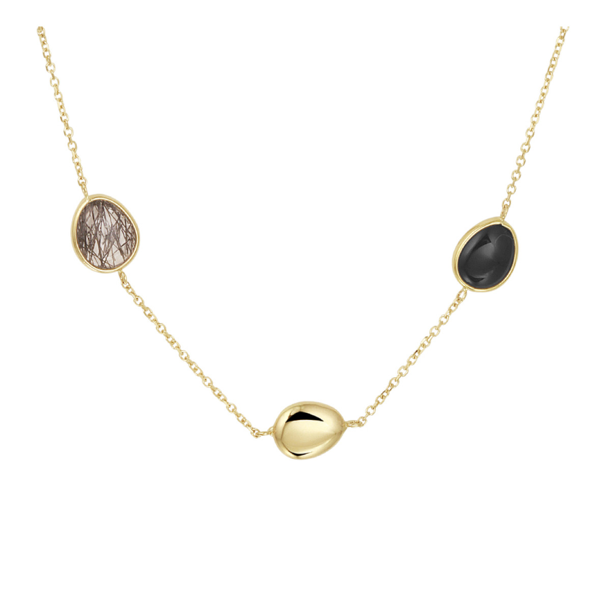 Edelsteen ketting onyx en rutiel