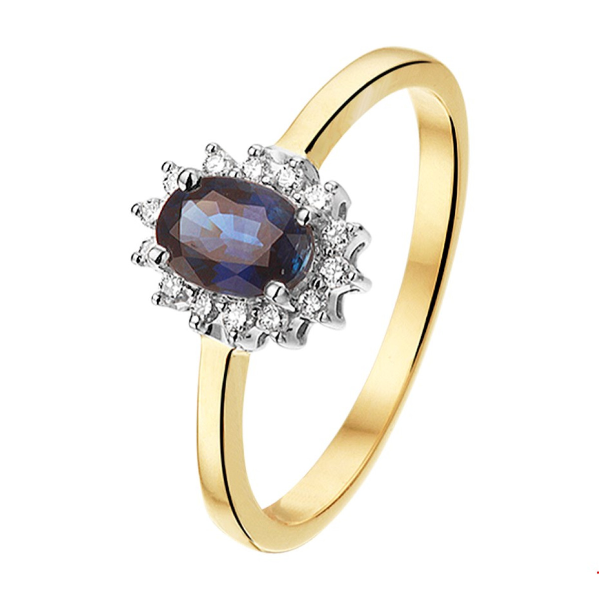 Edelsteen ring bicolor met saffier