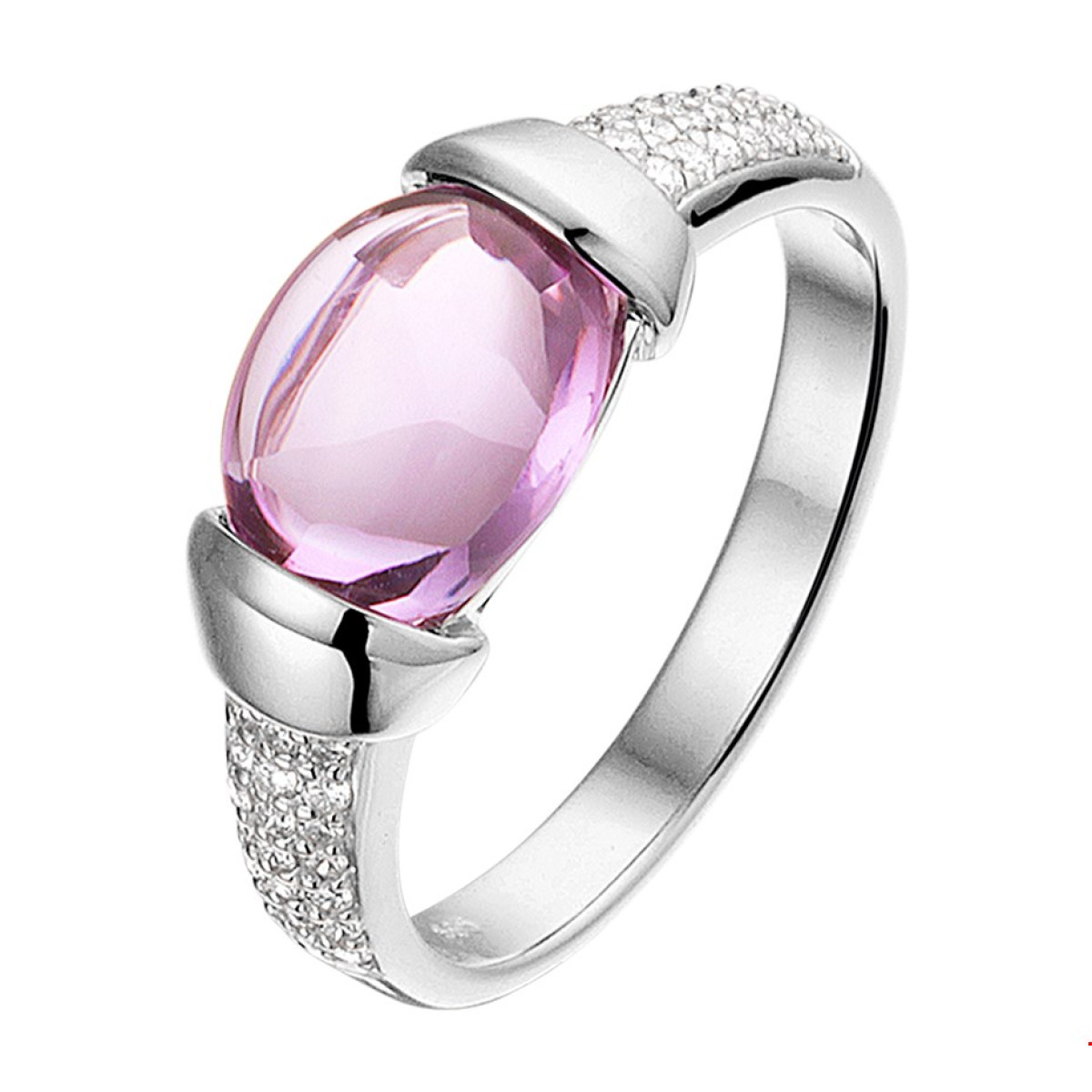 Edelsteen ring witgoud amethist