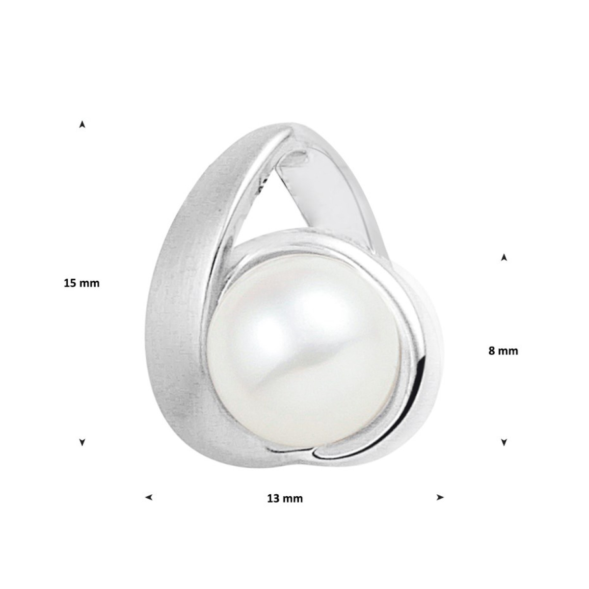 Edelstenen hanger met parel zilver