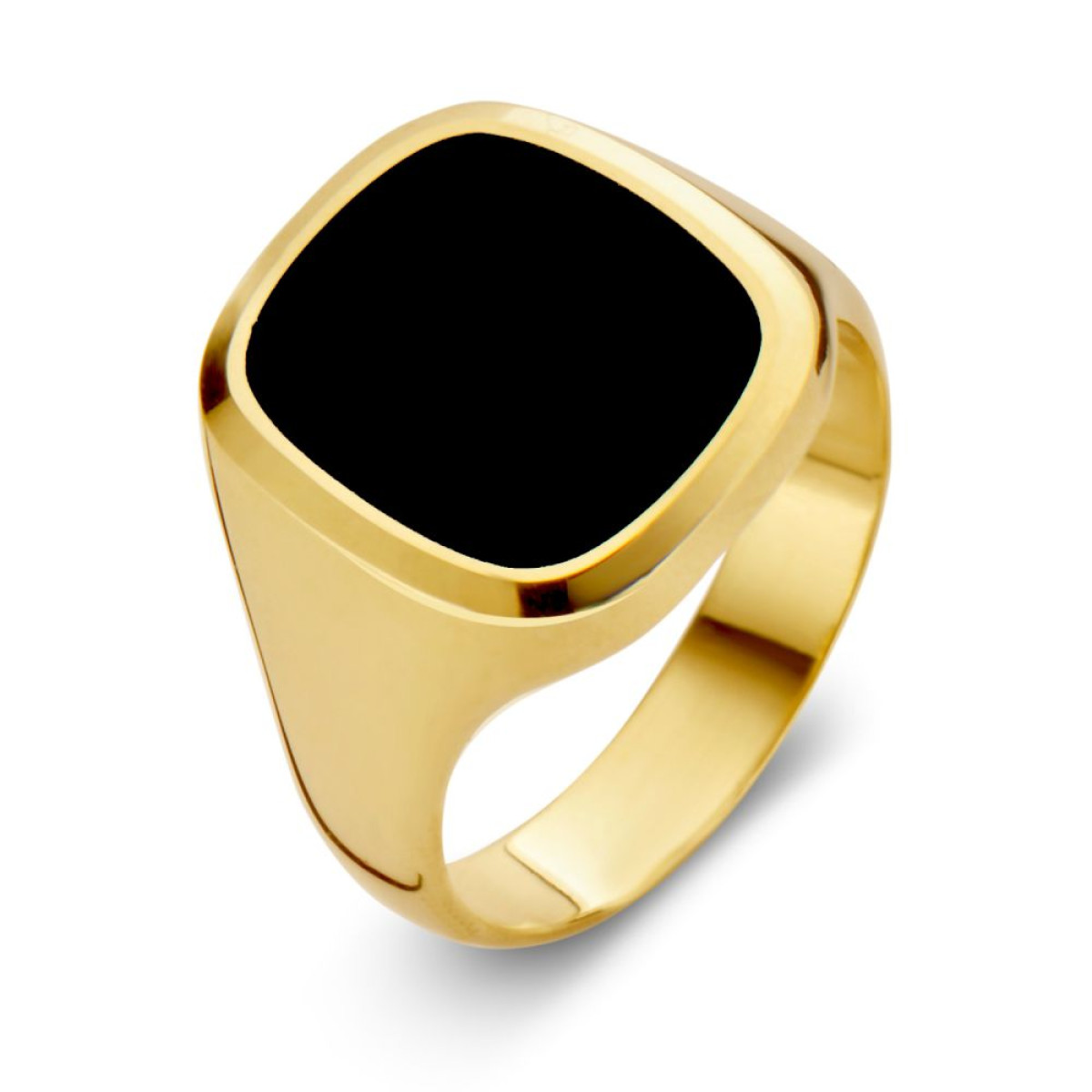 Fraaie damesring van prachtig 585 goud en onyx 16 mm