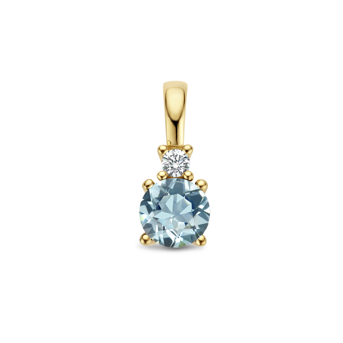 Geboortesteen hanger maart aquamarijn en diamant 0.02 crt 14-karaat goud - 4 mm x 10.5 mm