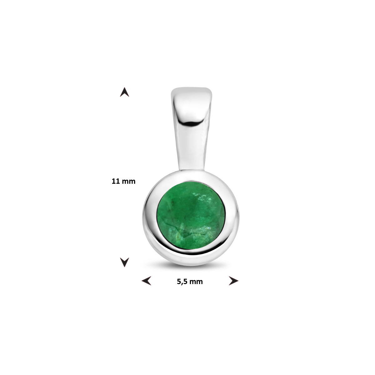 Geboortesteen hanger met smaragd 0.25 crt zilver - mei