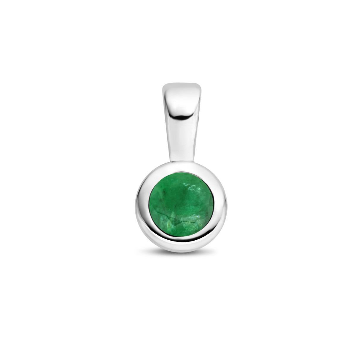 Geboortesteen hanger met smaragd 0.25 crt zilver - mei