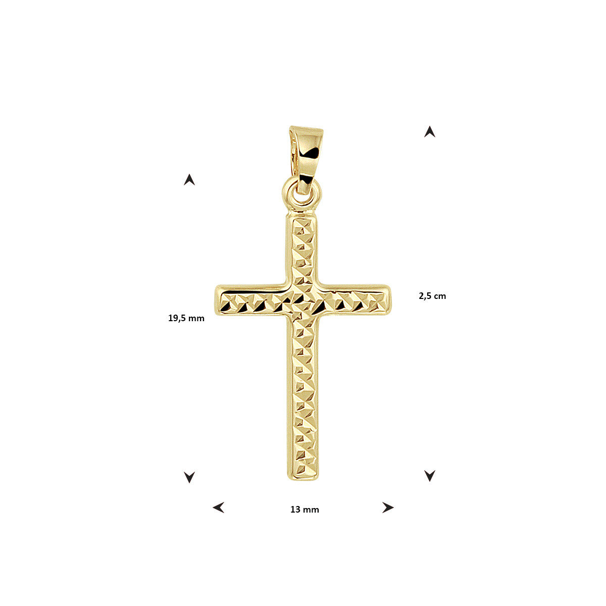 Gediamanteerde gouden hanger kruis - 25 x 13 mm
