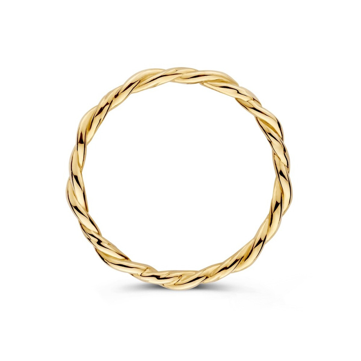 Gedraaide 14-karaat gouden ring glanzend 2 mm breed