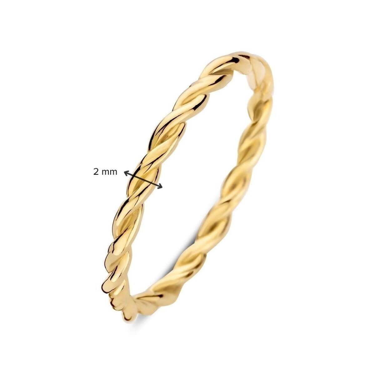Gedraaide 14-karaat gouden ring glanzend 2 mm breed