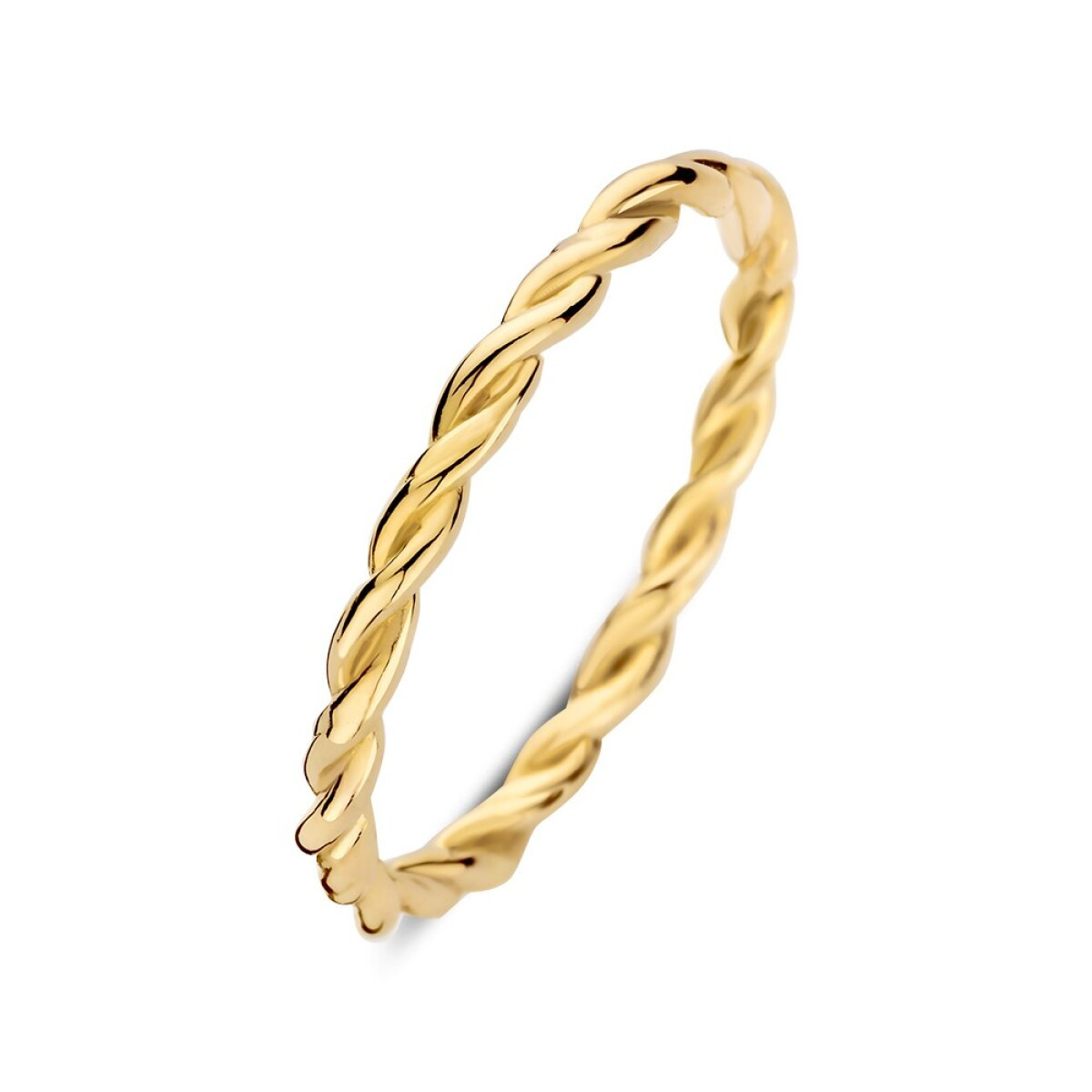 Gedraaide 14-karaat gouden ring glanzend 2 mm breed