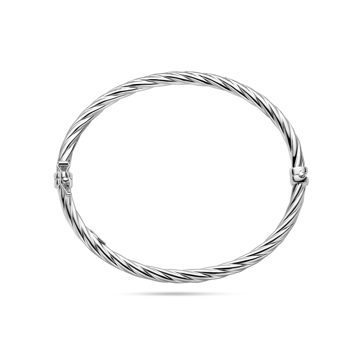 Gedraaide 925 zilveren bangle met scharniersluiting 4 mm - Diameter 61 mm