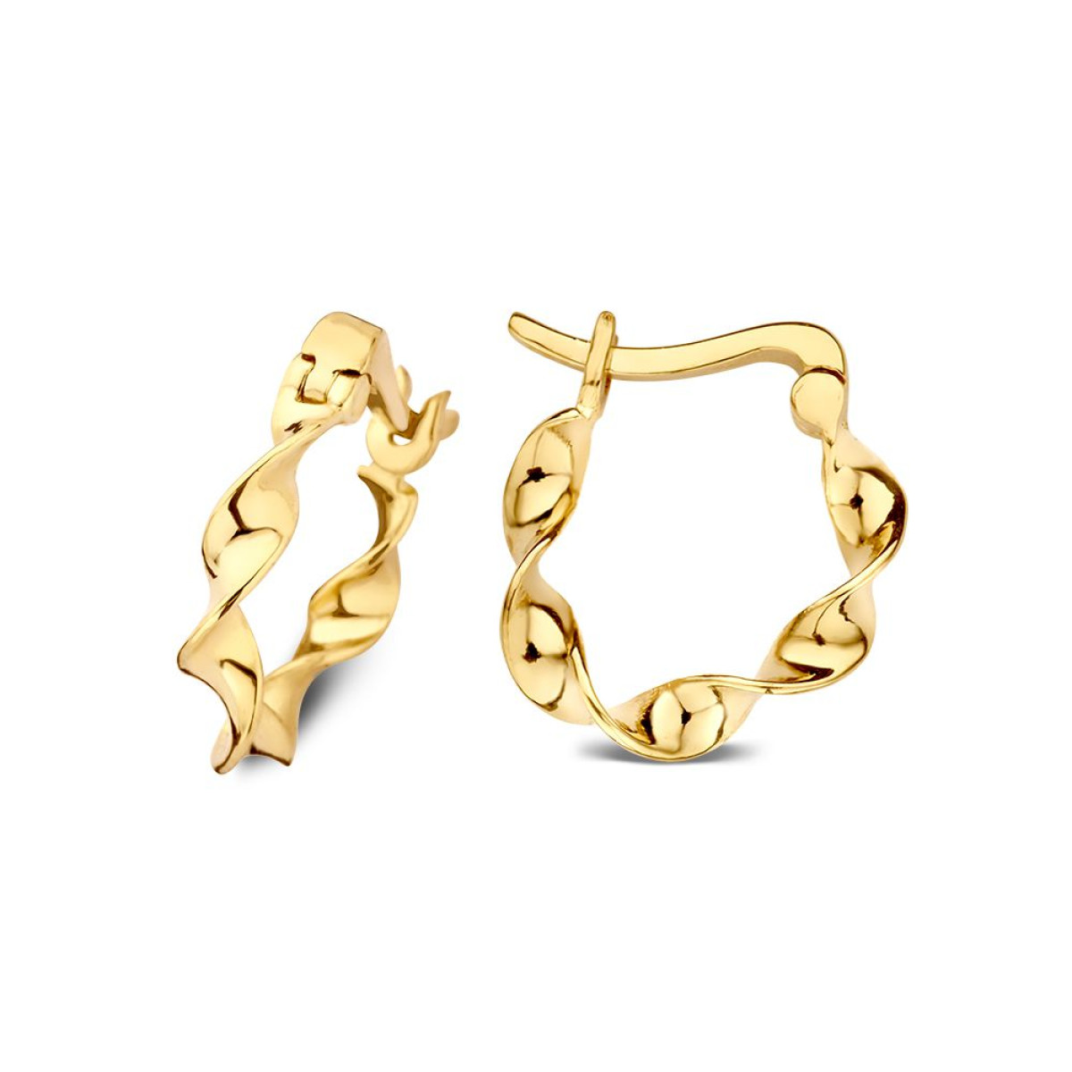 Gedraaide gouden oorringen 2.4 mm breed - Diameter 13 mm