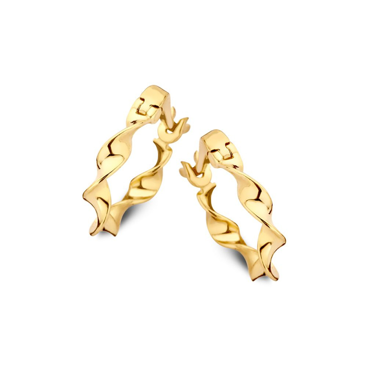 Gedraaide gouden oorringen 2.4 mm breed - Diameter 13 mm