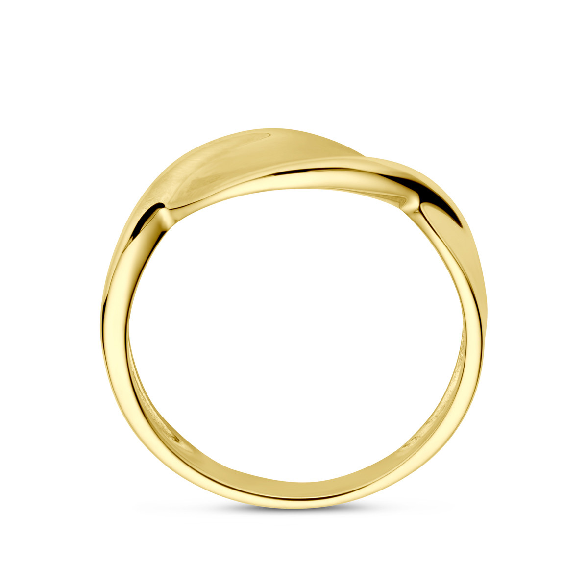 Gedraaide gouden ring deels mat en deels glanzend 5.5 mm breed