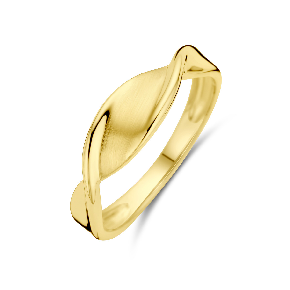 Gedraaide gouden ring deels mat en deels glanzend 5.5 mm breed