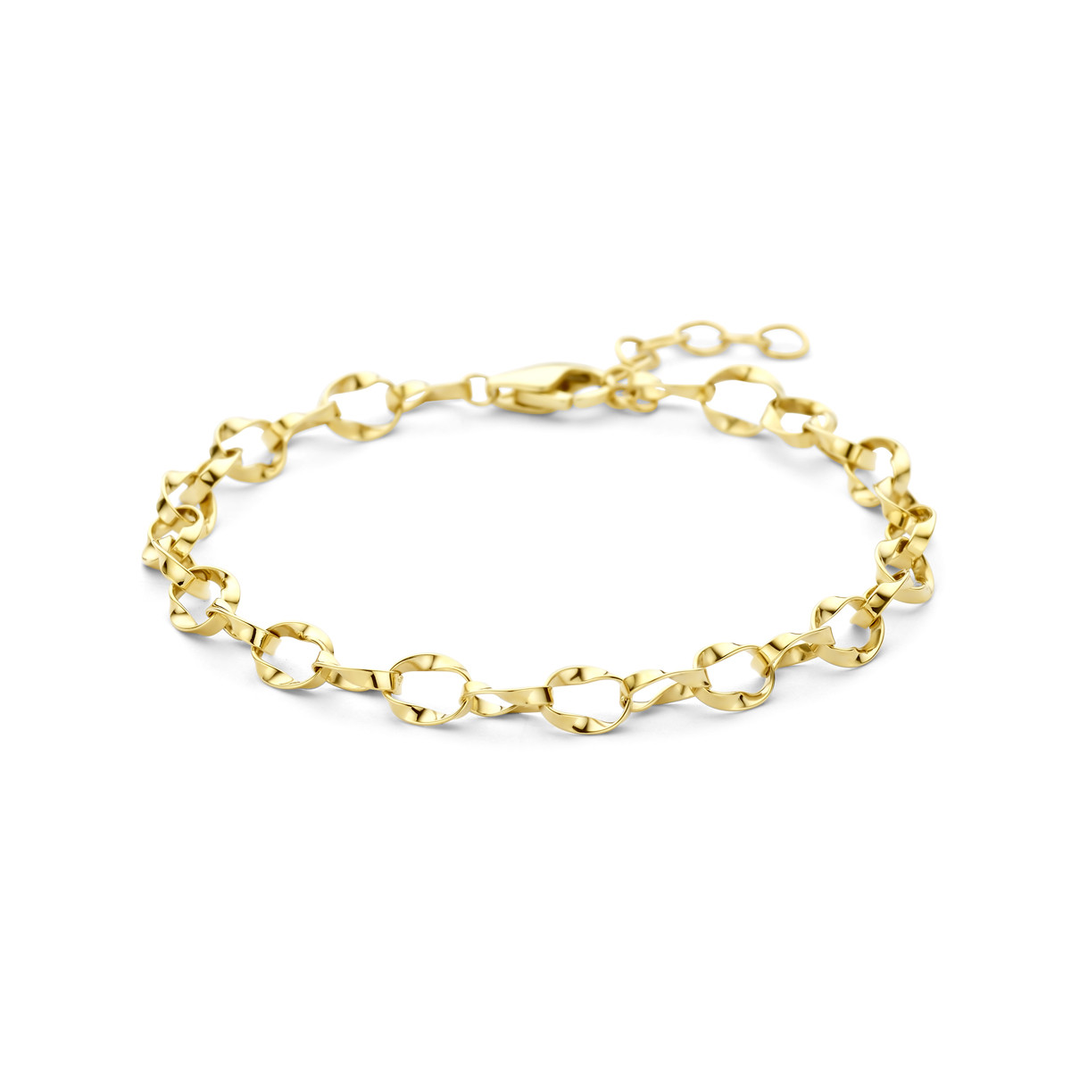 Gedraaide ovale gouden schakelarmband 14-karaat 5 mm breed - Lengte 16-19 cm