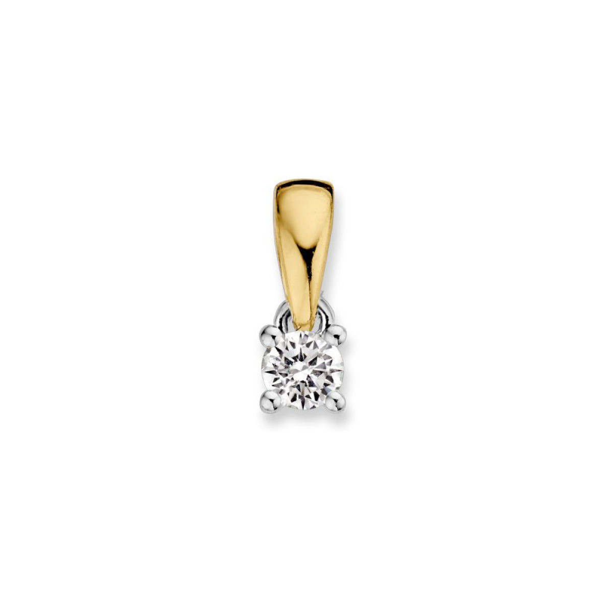 Geel- en witgouden hanger met diamant 0.10 crt