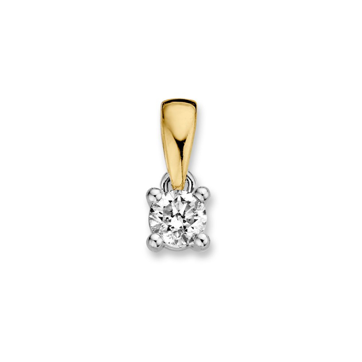 Geel- en witgouden hanger met diamant 0.24 crt