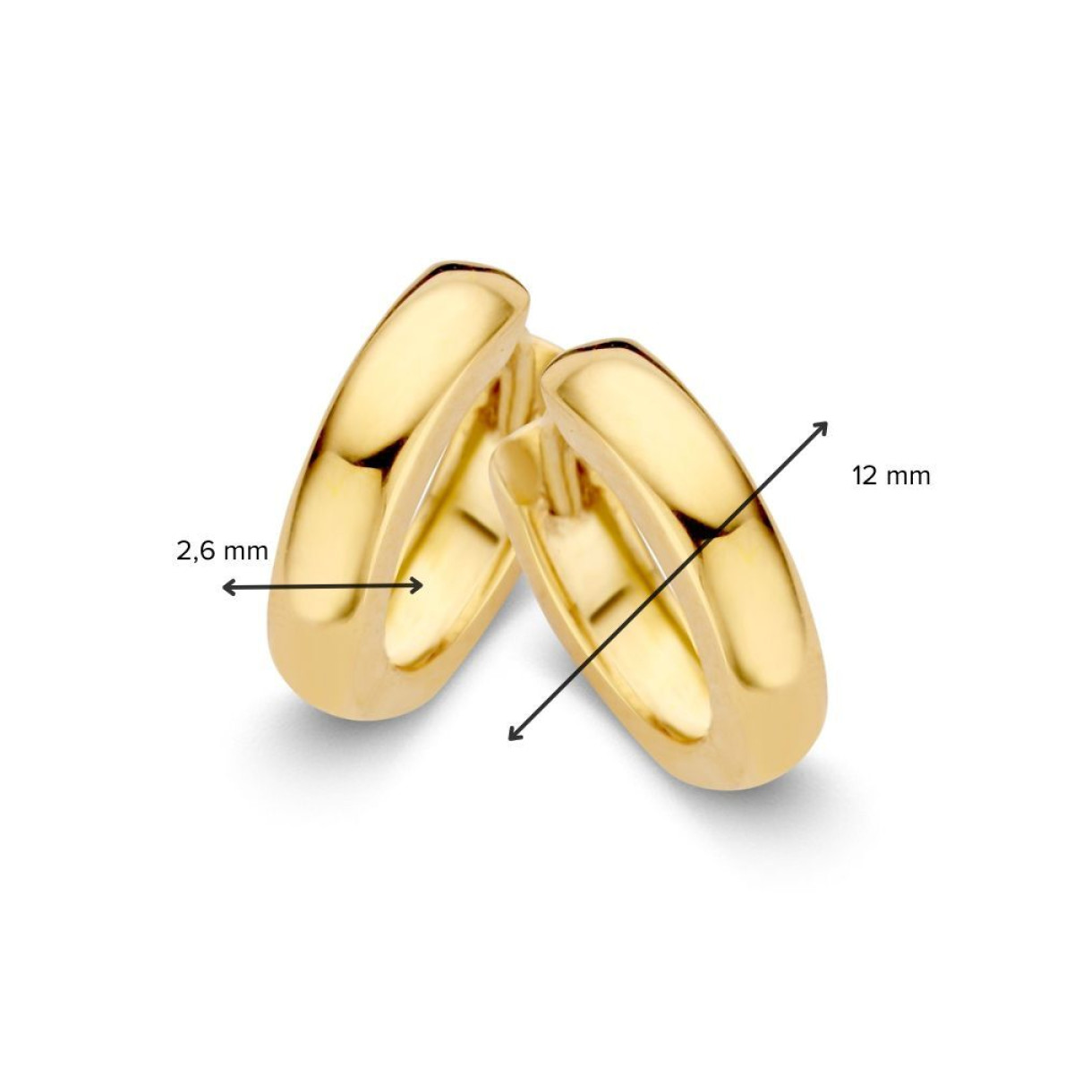 Geelgouden creolen met gladde afwerking 9 mm
