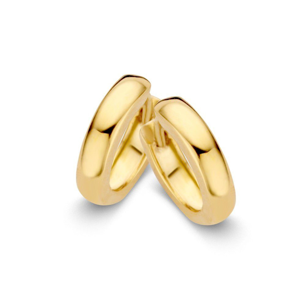 Geelgouden creolen met gladde afwerking 9 mm