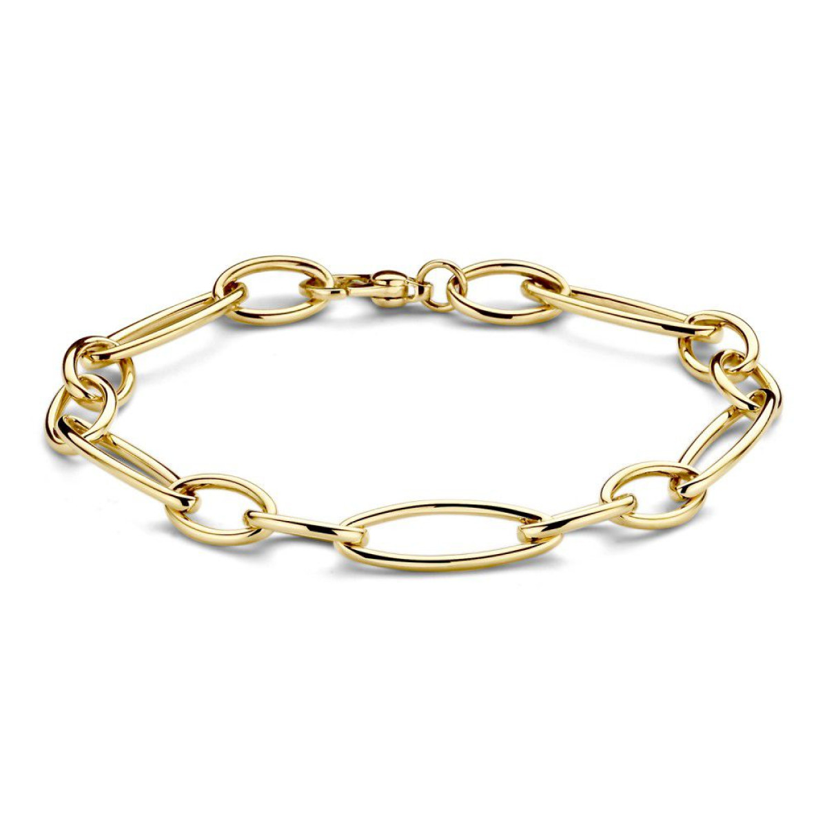 Geelgouden schakelarmband met grote ovale schakels