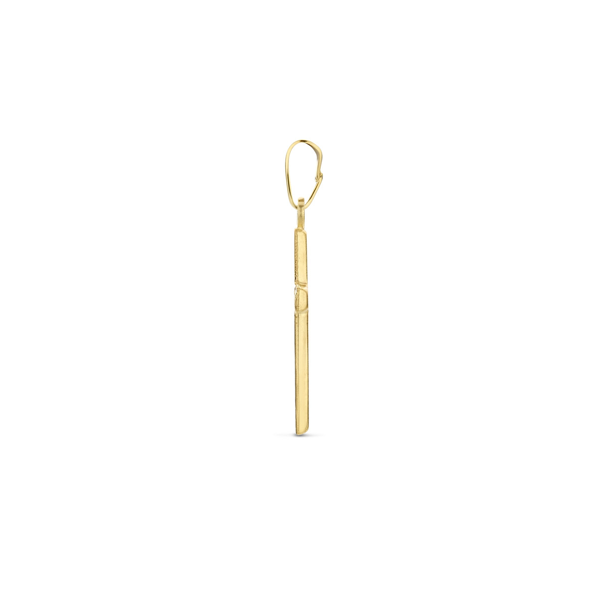 Gehamerde 14-karaat gouden kruisje hanger 12 mm breed - Hoogte 18 mm
