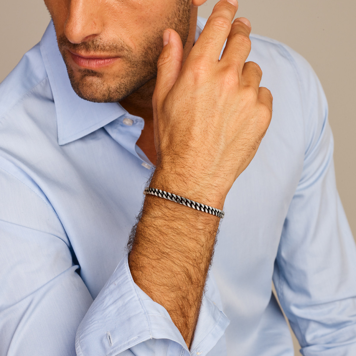 Geoxideerd zilveren gourmet armband 5 mm - Lengte 19 cm