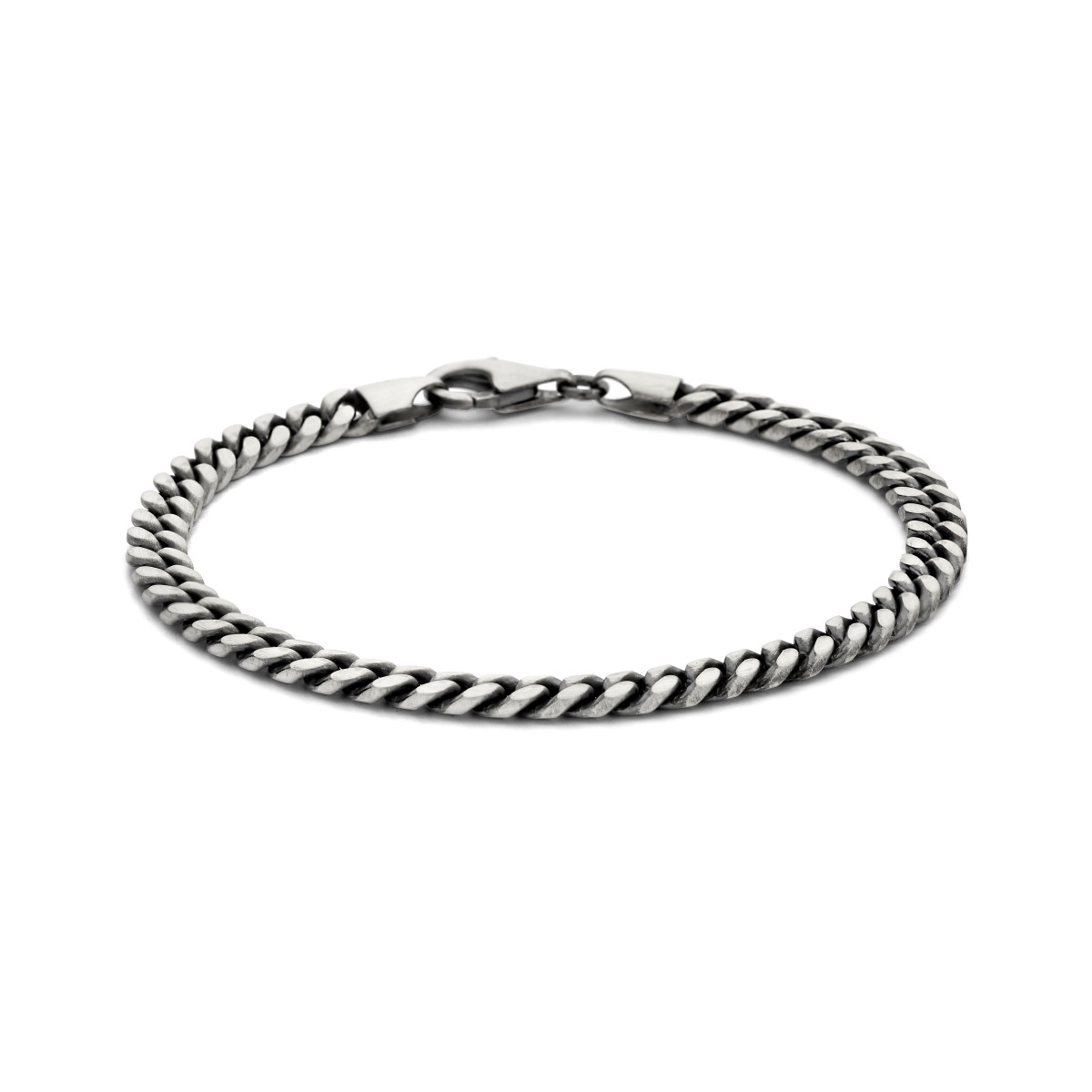 Geoxideerd zilveren gourmet armband 5 mm - Lengte 19 cm