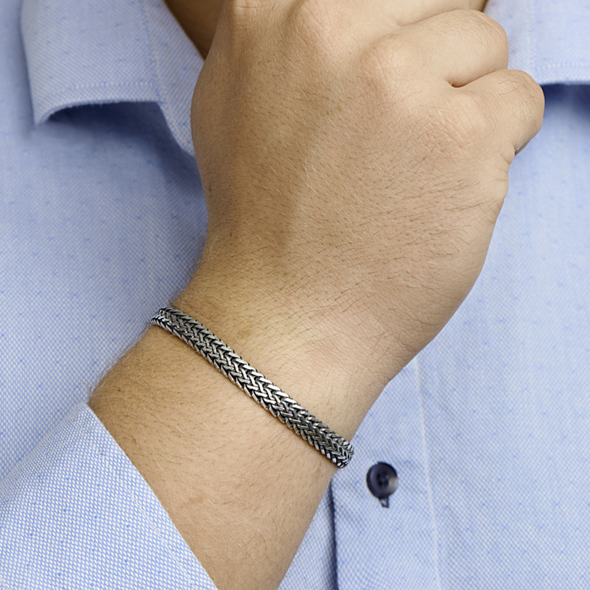 Geoxideerde zilveren vossenstaart armband 7.0 mm - Lengte 20 cm