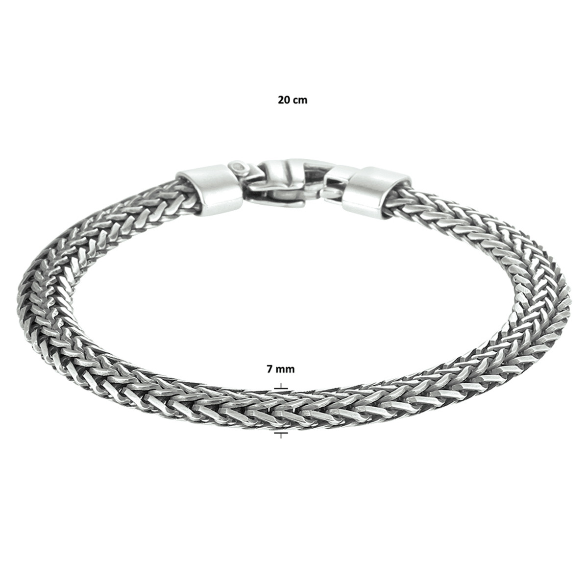 Geoxideerde zilveren vossenstaart armband 7.0 mm - Lengte 20 cm