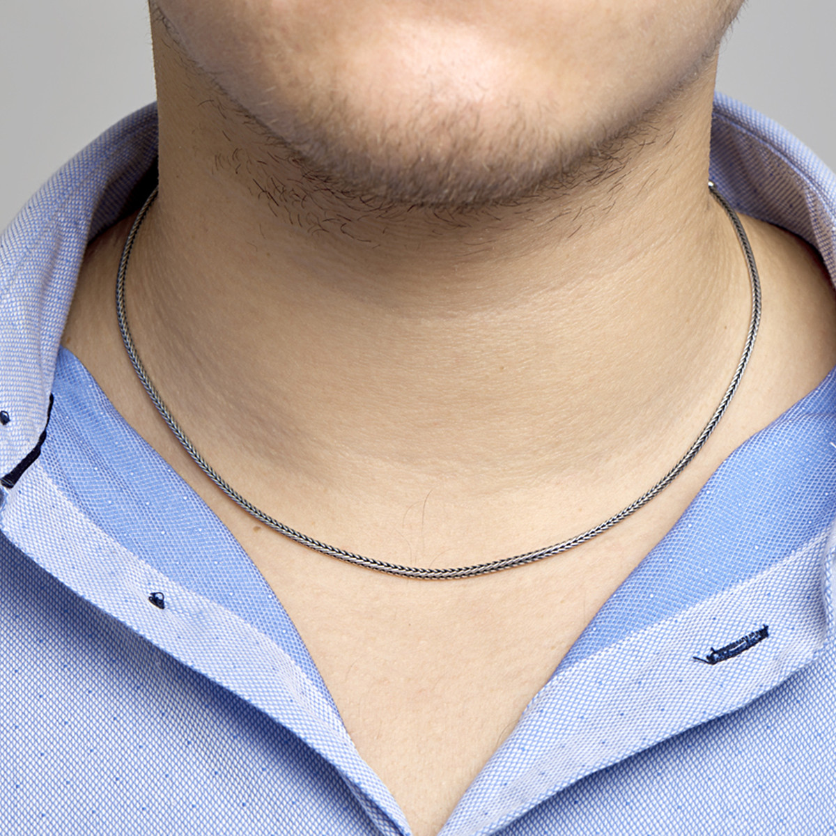 Geoxideerde zilveren vossenstaart ketting 2.0 mm