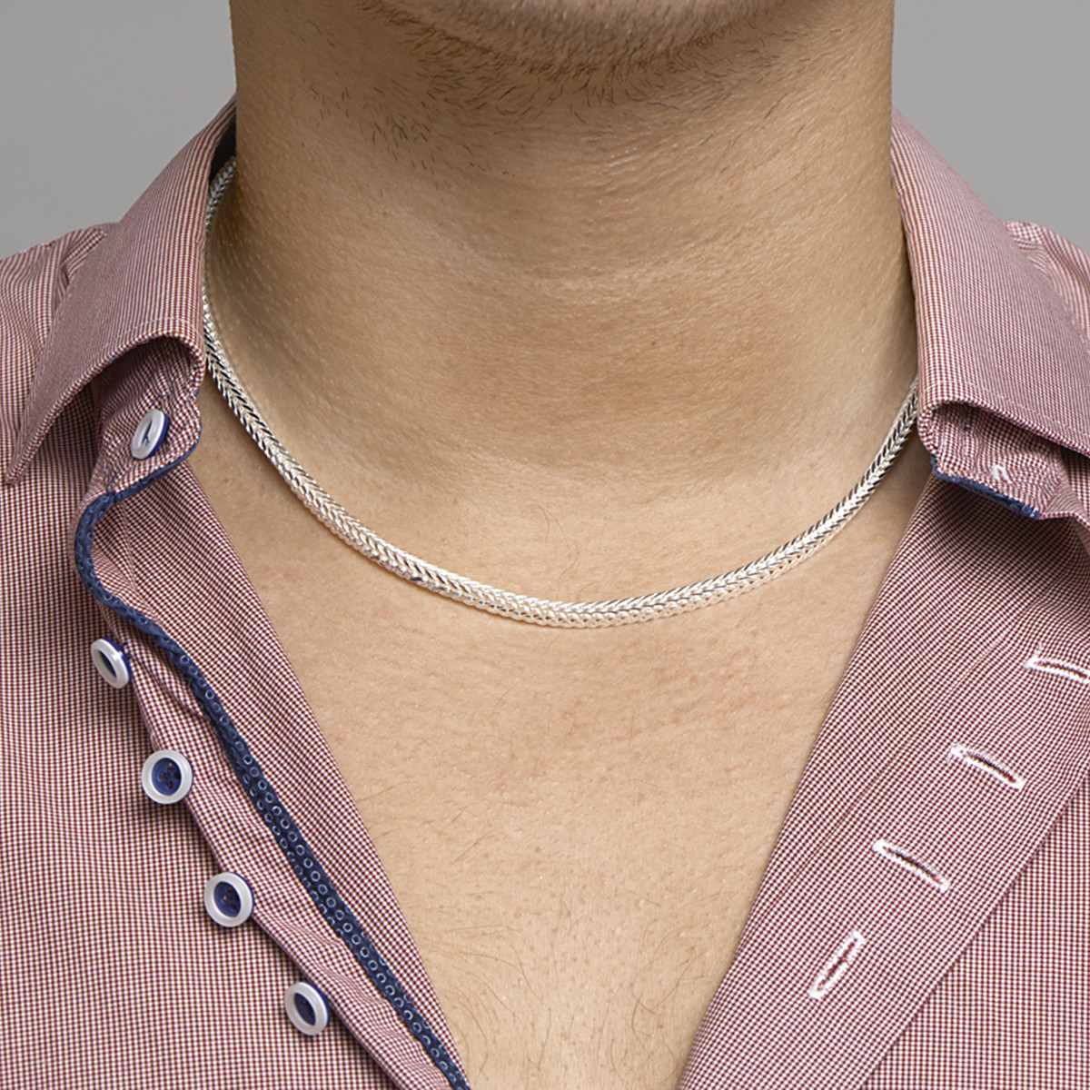 Gepolijste vossenstaart ketting zilver 3.3 mm